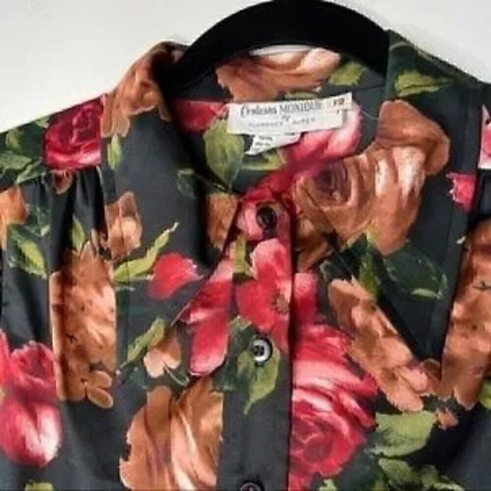 Vintage Contessa Monique Floral Button Front Blouse | 12 | by Florence Alper - Picture 5 of 6
